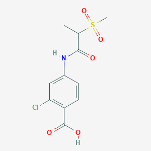 molecular formula C11H12ClNO5S B6642442 2-Chloro-4-(2-methylsulfonylpropanoylamino)benzoic acid 