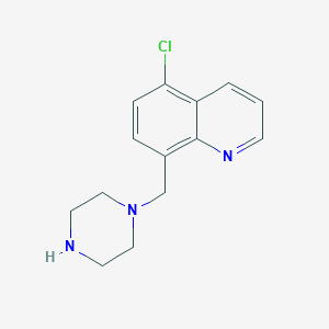 molecular formula C14H16ClN3 B6642479 5-Chloro-8-(piperazin-1-ylmethyl)quinoline 