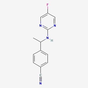 molecular formula C13H11FN4 B6642489 4-[1-[(5-Fluoropyrimidin-2-yl)amino]ethyl]benzonitrile 