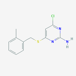 molecular formula C12H12ClN3S B6642579 4-Chloro-6-[(2-methylphenyl)methylsulfanyl]pyrimidin-2-amine 