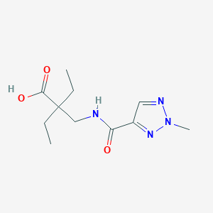 molecular formula C11H18N4O3 B6642628 2-Ethyl-2-[[(2-methyltriazole-4-carbonyl)amino]methyl]butanoic acid 