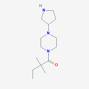 molecular formula C14H27N3O B6642642 2,2-Dimethyl-1-(4-pyrrolidin-3-ylpiperazin-1-yl)butan-1-one 