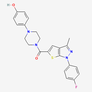 molecular formula C23H21FN4O2S B6642685 [1-(4-Fluorophenyl)-3-methylthieno[2,3-c]pyrazol-5-yl]-[4-(4-hydroxyphenyl)piperazin-1-yl]methanone 
