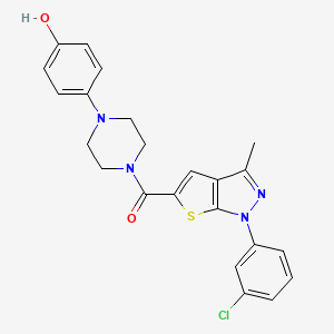 molecular formula C23H21ClN4O2S B6642686 [1-(3-Chlorophenyl)-3-methylthieno[2,3-c]pyrazol-5-yl]-[4-(4-hydroxyphenyl)piperazin-1-yl]methanone 