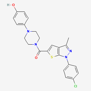 molecular formula C23H21ClN4O2S B6642697 [1-(4-Chlorophenyl)-3-methylthieno[2,3-c]pyrazol-5-yl]-[4-(4-hydroxyphenyl)piperazin-1-yl]methanone 