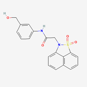 molecular formula C19H16N2O4S B6642705 2-(2,2-dioxo-2lambda6-thia-3-azatricyclo[6.3.1.04,12]dodeca-1(11),4,6,8(12),9-pentaen-3-yl)-N-[3-(hydroxymethyl)phenyl]acetamide 