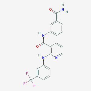 molecular formula C20H15F3N4O2 B6642708 N-(3-carbamoylphenyl)-2-[3-(trifluoromethyl)anilino]pyridine-3-carboxamide 