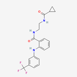 molecular formula C20H20F3N3O2 B6642714 N-[2-(cyclopropanecarbonylamino)ethyl]-2-[3-(trifluoromethyl)anilino]benzamide 