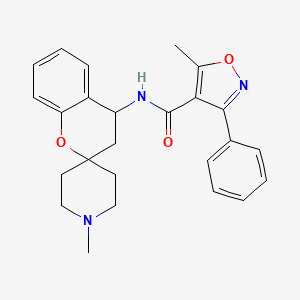 molecular formula C25H27N3O3 B6642721 5-methyl-N-(1'-methylspiro[3,4-dihydrochromene-2,4'-piperidine]-4-yl)-3-phenyl-1,2-oxazole-4-carboxamide 