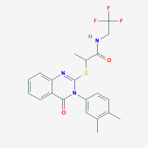 molecular formula C21H20F3N3O2S B6642744 2-[3-(3,4-dimethylphenyl)-4-oxoquinazolin-2-yl]sulfanyl-N-(2,2,2-trifluoroethyl)propanamide 