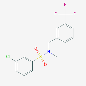 molecular formula C15H13ClF3NO2S B6642801 3-chloro-N-methyl-N-[[3-(trifluoromethyl)phenyl]methyl]benzenesulfonamide 