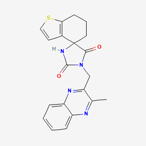 molecular formula C20H18N4O2S B6642809 3'-[(3-methylquinoxalin-2-yl)methyl]spiro[6,7-dihydro-5H-1-benzothiophene-4,5'-imidazolidine]-2',4'-dione 