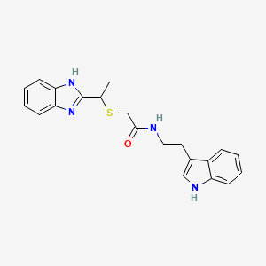 molecular formula C21H22N4OS B6642811 2-[1-(1H-benzimidazol-2-yl)ethylsulfanyl]-N-[2-(1H-indol-3-yl)ethyl]acetamide 