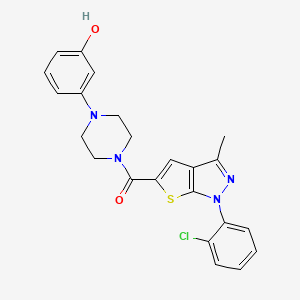 molecular formula C23H21ClN4O2S B6642840 [1-(2-Chlorophenyl)-3-methylthieno[2,3-c]pyrazol-5-yl]-[4-(3-hydroxyphenyl)piperazin-1-yl]methanone 