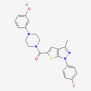 molecular formula C23H21FN4O2S B6642846 [1-(4-Fluorophenyl)-3-methylthieno[2,3-c]pyrazol-5-yl]-[4-(3-hydroxyphenyl)piperazin-1-yl]methanone 