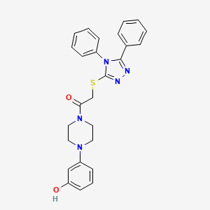 molecular formula C26H25N5O2S B6642858 2-[(4,5-Diphenyl-1,2,4-triazol-3-yl)sulfanyl]-1-[4-(3-hydroxyphenyl)piperazin-1-yl]ethanone 
