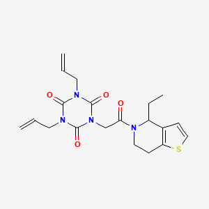 molecular formula C20H24N4O4S B6642880 1-[2-(4-ethyl-6,7-dihydro-4H-thieno[3,2-c]pyridin-5-yl)-2-oxoethyl]-3,5-bis(prop-2-enyl)-1,3,5-triazinane-2,4,6-trione 