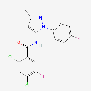 molecular formula C17H11Cl2F2N3O B6642888 2,4-dichloro-5-fluoro-N-[2-(4-fluorophenyl)-5-methylpyrazol-3-yl]benzamide 