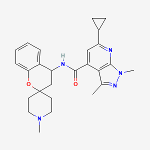molecular formula C26H31N5O2 B6642894 6-cyclopropyl-1,3-dimethyl-N-(1'-methylspiro[3,4-dihydrochromene-2,4'-piperidine]-4-yl)pyrazolo[3,4-b]pyridine-4-carboxamide 