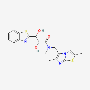 molecular formula C19H20N4O3S2 B6642897 3-(1,3-benzothiazol-2-yl)-N-[(2,6-dimethylimidazo[2,1-b][1,3]thiazol-5-yl)methyl]-2,3-dihydroxy-N-methylpropanamide 