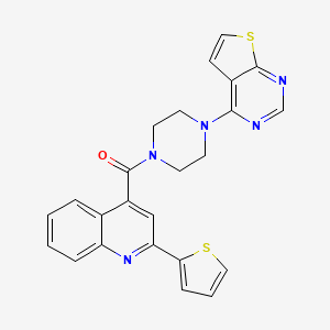 molecular formula C24H19N5OS2 B6642905 (4-Thieno[2,3-d]pyrimidin-4-ylpiperazin-1-yl)-(2-thiophen-2-ylquinolin-4-yl)methanone 