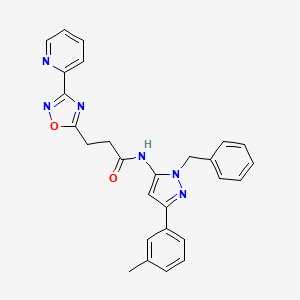 N-[2-benzyl-5-(3-methylphenyl)pyrazol-3-yl]-3-(3-pyridin-2-yl-1,2,4-oxadiazol-5-yl)propanamide
