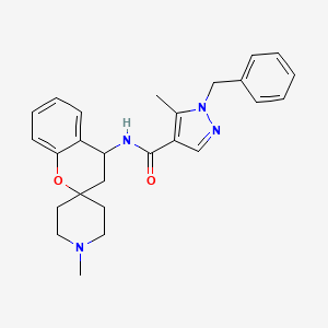 molecular formula C26H30N4O2 B6642931 1-benzyl-5-methyl-N-(1'-methylspiro[3,4-dihydrochromene-2,4'-piperidine]-4-yl)pyrazole-4-carboxamide 