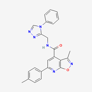 molecular formula C24H20N6O2 B6642941 3-methyl-6-(4-methylphenyl)-N-[(4-phenyl-1,2,4-triazol-3-yl)methyl]-[1,2]oxazolo[5,4-b]pyridine-4-carboxamide 