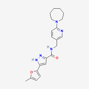 molecular formula C21H25N5O2 B6642943 N-[[6-(azepan-1-yl)pyridin-3-yl]methyl]-5-(5-methylfuran-2-yl)-1H-pyrazole-3-carboxamide 
