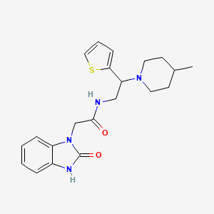 molecular formula C21H26N4O2S B6642950 N-[2-(4-methylpiperidin-1-yl)-2-thiophen-2-ylethyl]-2-(2-oxo-3H-benzimidazol-1-yl)acetamide 