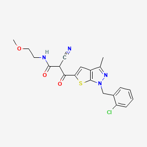 3-[1-[(2-chlorophenyl)methyl]-3-methylthieno[2,3-c]pyrazol-5-yl]-2-cyano-N-(2-methoxyethyl)-3-oxopropanamide