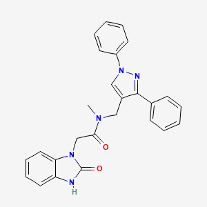 molecular formula C26H23N5O2 B6642964 N-[(1,3-diphenylpyrazol-4-yl)methyl]-N-methyl-2-(2-oxo-3H-benzimidazol-1-yl)acetamide 