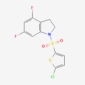 molecular formula C12H8ClF2NO2S2 B6642987 1-(5-Chlorothiophen-2-yl)sulfonyl-4,6-difluoro-2,3-dihydroindole 
