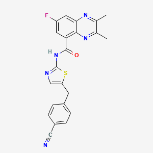 molecular formula C22H16FN5OS B6643001 N-[5-[(4-cyanophenyl)methyl]-1,3-thiazol-2-yl]-7-fluoro-2,3-dimethylquinoxaline-5-carboxamide 