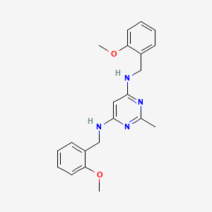 molecular formula C21H24N4O2 B6643026 4-N,6-N-bis[(2-methoxyphenyl)methyl]-2-methylpyrimidine-4,6-diamine 