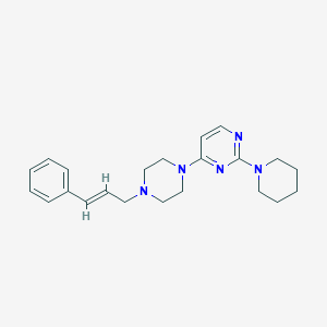 molecular formula C22H29N5 B6643052 4-[4-[(E)-3-phenylprop-2-enyl]piperazin-1-yl]-2-piperidin-1-ylpyrimidine 