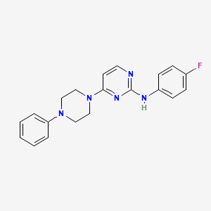 molecular formula C20H20FN5 B6643072 N-(4-fluorophenyl)-4-(4-phenylpiperazin-1-yl)pyrimidin-2-amine 