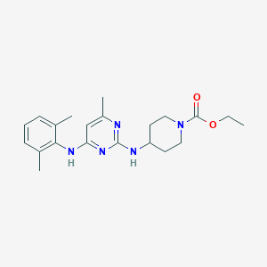 molecular formula C21H29N5O2 B6643093 Ethyl 4-[[4-(2,6-dimethylanilino)-6-methylpyrimidin-2-yl]amino]piperidine-1-carboxylate 