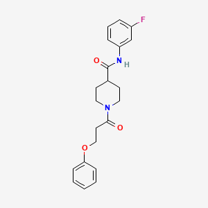 molecular formula C21H23FN2O3 B6643127 N-(3-fluorophenyl)-1-(3-phenoxypropanoyl)piperidine-4-carboxamide 