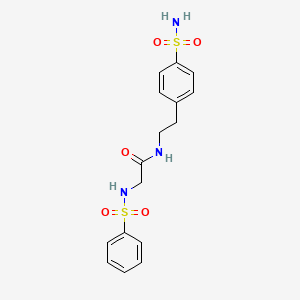 molecular formula C16H19N3O5S2 B6643144 2-(benzenesulfonamido)-N-[2-(4-sulfamoylphenyl)ethyl]acetamide 