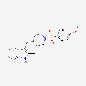 molecular formula C22H26N2O3S B6643223 3-[[1-(4-methoxyphenyl)sulfonylpiperidin-4-yl]methyl]-2-methyl-1H-indole 