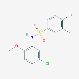 molecular formula C14H13Cl2NO3S B6643257 4-chloro-N-(5-chloro-2-methoxyphenyl)-3-methylbenzenesulfonamide 