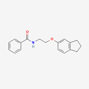 molecular formula C18H19NO2 B6643260 N-[2-(2,3-dihydro-1H-inden-5-yloxy)ethyl]benzamide 