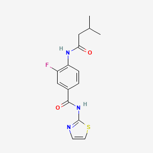 molecular formula C15H16FN3O2S B6643275 3-fluoro-4-(3-methylbutanoylamino)-N-(1,3-thiazol-2-yl)benzamide 
