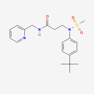 molecular formula C20H27N3O3S B6643282 3-(4-tert-butyl-N-methylsulfonylanilino)-N-(pyridin-2-ylmethyl)propanamide 