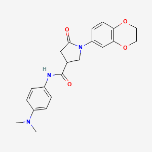 1-(2,3-dihydro-1,4-benzodioxin-6-yl)-N-[4-(dimethylamino)phenyl]-5-oxopyrrolidine-3-carboxamide