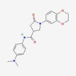 molecular formula C21H23N3O4 B6643299 1-(2,3-dihydro-1,4-benzodioxin-6-yl)-N-[4-(dimethylamino)phenyl]-5-oxopyrrolidine-3-carboxamide 