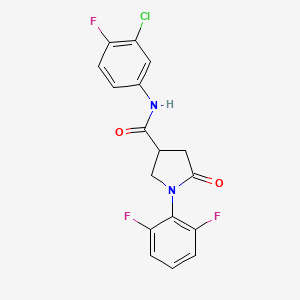 molecular formula C17H12ClF3N2O2 B6643312 N-(3-chloro-4-fluorophenyl)-1-(2,6-difluorophenyl)-5-oxopyrrolidine-3-carboxamide 