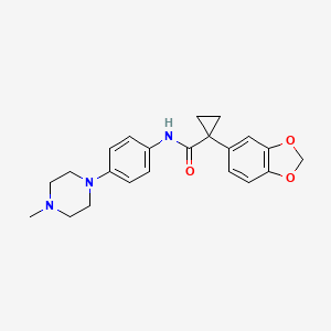 molecular formula C22H25N3O3 B6643324 1-(1,3-benzodioxol-5-yl)-N-[4-(4-methylpiperazin-1-yl)phenyl]cyclopropane-1-carboxamide 