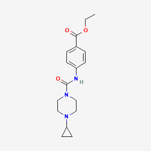 molecular formula C17H23N3O3 B6643332 Ethyl 4-[(4-cyclopropylpiperazine-1-carbonyl)amino]benzoate 